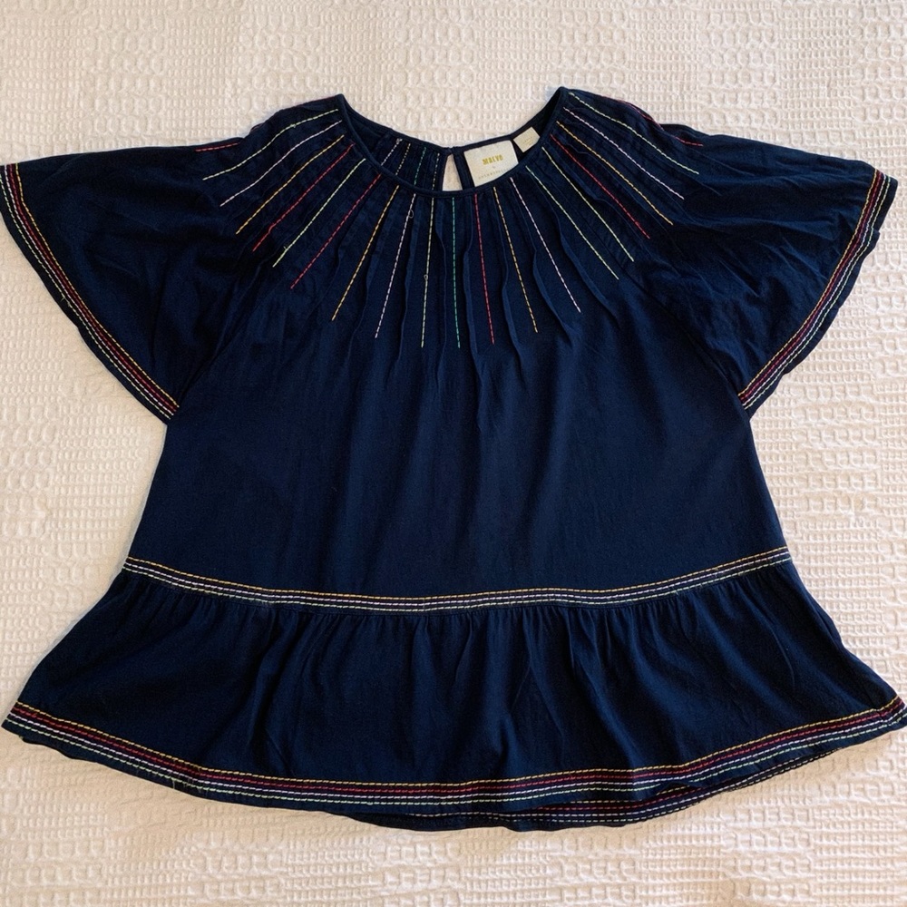 Maeve by Anthropologie Rainbow Stitching Top